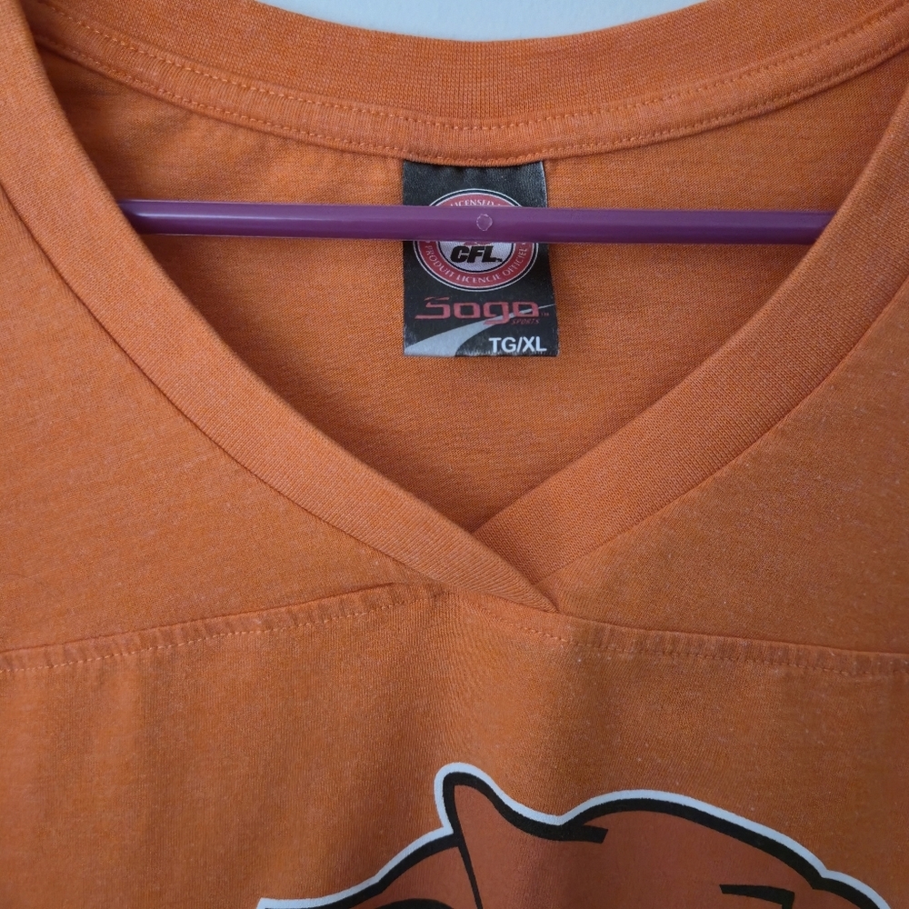 Soga Sports CFL BC Lions Orange Football Jersey V-Neck Tee XL Streetwear Sporty - Picture 6 of 7